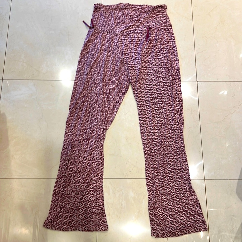 A PEA IN THE POD -maternity pajama pants- belly band and stretch - soft-burgundy